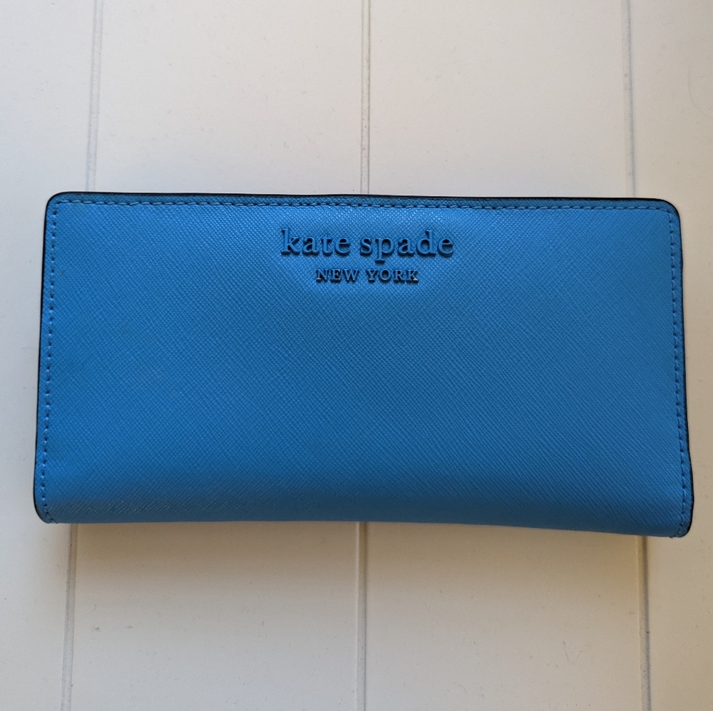 kate spade New York Blue Saffiano Leather Long Wallet